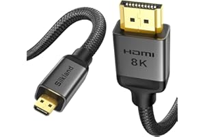 Silkland Micro HDMI to HDMI 8K 2M, [8K@60Hz, 4K@120Hz], 48Gbps, HDR, eARC, Compatible for Raspberry Pi 5 4, Cameras, Go Pro Hero, Monitor, TV, Laptops
