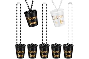 BANTI Bicchieri Addio al Nubilato Team Sposa e Sposa in Plastica Collana in Vetro da Sposa con Foglia d'Oro per Collane di Addio al Nubilato 12 Pezzi (Nero e Bianco)