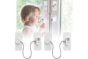 Moonybaby 2 Piezas Candado Nevera de Seguridad Ventanas para Niños con 2 Llaves(Estrecha), Cerradura sin Agujeros, Acero inoxidable, Súper adhesivo, Protector Cajones Bebés para Ventana, Armario