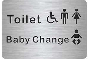 Customcard Ltd Toilets and Baby Change sign–high quality, brushed silver finish with tape on the back