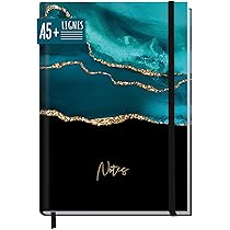 paper&you® notitieboek A5 blanco met elastiek Shiny Teal 156 pagina's, 78 vellen - als journal schetsboek dagboek - duurzaam & klimaatvriendelijk