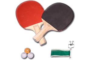 BONY ELITE QUALITY PRODUCTS & THE BEST RATE Raquetas Ping Pong para iniciación con 2 pelotas softee de 3 Estrellas+1 Bola Extra Set Jugar Toda la Familia con Kit de Red Plegable