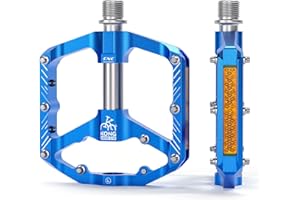 Kadacha Pédales de vélo avec Bandes réfléchissantes, 3 roulements scellés, Plates-Formes de vélo en Aluminium CNC antidérapantes, pédales 9/16 Pouces pour vélo de Route, VTT, vélo électrique.