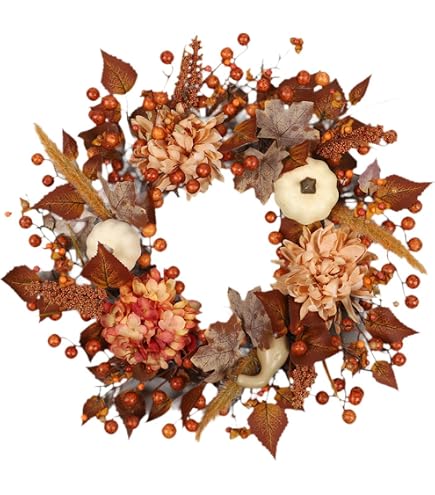 Couronne D'Automne Artificielle Pour Porte - Décoration Feuilles D'Automne, Mariage, Halloween, Thanksgiving
