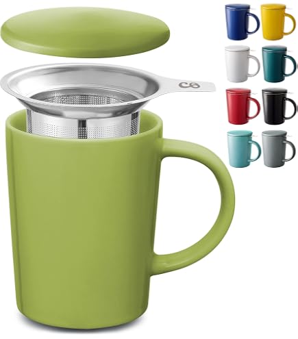 FORLIFE Tazza Con Infusore - Acciaio Inox E Ceramica, Colore Lime