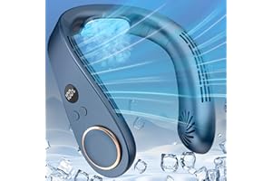 DDKJ Neck Fan with Cooling, Small Bladeless Neck Fans with Cooling Function, Portable AC Air Conditioner with LED Display, Portable Neck Fan Battery Rechargeable, Cooling Fan Face Blue