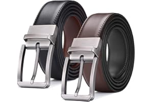 AivaToba Cintura in Pelle da Uomo Reversibile, Cinture per Uomo con Fibbia Ruotata, Ideale per Abiti, Jeans, Lavoro Casual e D'affari, Nero e Marrone.