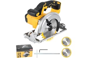6,5 tum trådlös cirkelsåg för Dewalt 18-21 V batteri | 3 800 RPM borstlös cirkelsåg med 2 sågblad, 0-45° skärvinkel för skärn