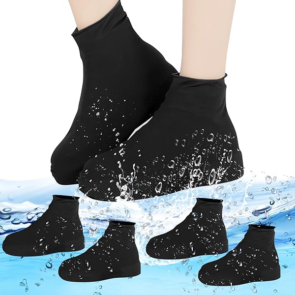 IKOPFLN Schuhüberzieher Wasserdicht - 3 Paar Latex Überschuhe Rutschfest
