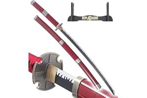 REPLIKSWORD One Piece Katana Zoro Sabre Lame en Bois Epee Kitetsu Sandai + Presentoir en Bois Inclus