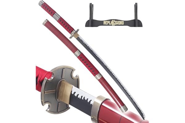 One Piece Katana Zoro Sabre Lame en Bois Epee Kitetsu Sandai + Presentoir en Bois Inclus