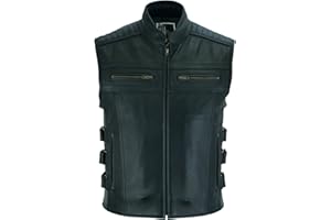 WMW WALI MOTO WEAR Gilet in pelle da uomo Chopper Nuovo Moto Rocker in pelle Tours Kutte Biker Moto Custom Zip