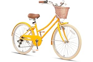 Glerc Missy 20" 24" 26" pollici Girl Cruiser 6 speed Hybrid city bike per bambini sopra i 6 anni con cestino in vimini leggero, vari colori