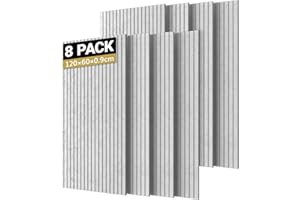 TONOR Set di 8 Grandi Pannelli Fonoassorbenti da Parete, 120x60x0,9 cm Pannelli Acustici Decorativa Autoadesiva per Assorbire gli Echi in Case, Uffici e Studi di Registrazione, Grigio