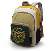 Cappadocia Vintage 4034 Patara Yeşil Krem Sırt Okul Seyahat 15.6 in&ccedil; Laptop G&uuml;nl&uuml;k Notebook Yumuşak Pamuk Kumaş &Ccedil;anta