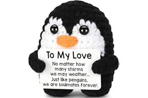VELENTI Handmade Crochet Penguin Gift – Cute Romantic Present for Him or Her, Boyfriend, Girlfriend, Husband, Wife – I Love You Anniversary, Birthday, Wedding, or Easter Gift for Couples