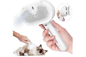QSMYOYE Spazzola a Vapore 2 In 1 per Gatti e Cani - Con Spruzzo per Rimuovere Peli Aggrovigliati - Per Capelli Lunghi/Corti