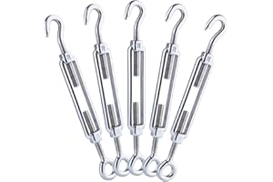 Eyourlife Tendeur cable inox, 5 Pièces Tendeur cable, Tendeur de Fil Inoxydable 304, Pour Fil a linge, Cable Acier, Corde Acier (M6 Hh, Crochet et Oeil)