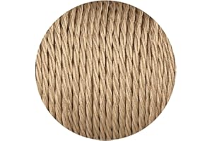 DC VOLTAGE 3 Core Twisted Electrical Cable 3m Antique Twisted Flex Braided Cable Lighting Lamp Vintage 10ft Flex Textile Cable Vintage Fabric Covered Cable (Light Gold)
