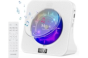 KOVCDVI CD Player Kinder Radio mit CD Player Bluetooth mit Lautsprecher Vordere Anzeige Unterstützung USB/AUX-Wiedergabe Timer mit Fernbedienung Staubschutzhülle Kopfhöreranschluss