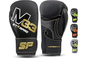 Starpro M33 Guantes de Boxeo de Cuero sintético Mate para Entrenamiento y Sparring en Muay Thai Kickboxing Fitness - Hombres y Mujeres - Negro y Verde - 8oz 10 oz 12 oz 14 oz 16 oz