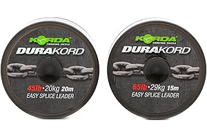 Korda - Dura Kord 45lb 20m, Heavy Duty Spliceable Leader, Super Tough Dyneema Polyester Blend, Abrasion Resistant Sinking Leader for Snaggy Waters, Carp Fishing, Weed/Snag Protection