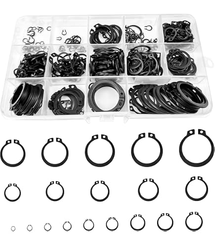 Set 350 Pezzi Clip Circolari Esterne M2.5-M10 – Anelli Di Fissaggio In Acciaio Inox E Acciaio