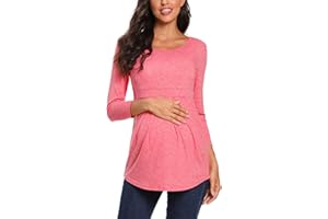 Love2Mi Damen Schwanger Umstandsmode 3/4 Ärmel Umstandsbluse Schön und Elegant T-Shirt