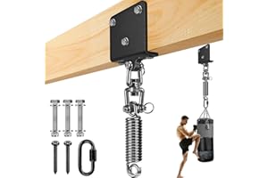 BENELABEL Percha para saco de boxeo con resorte para bolsa pesada, soporte de suspensión con resorte de bolsa pesada y kit de suspensión giratorio de 360°, colgador de bolsa pesada I-Beam para colgar