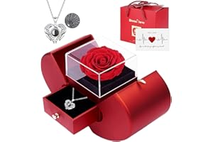 Firestyle Preserved Real Rose Gifts for Women,Mum,Wife,Eternal Flowers Rose with I Love You Necklace in 100 Languages,Gifts for her on Birthday, Anniversary, Valentine's Day, Mother's Day, Christmas