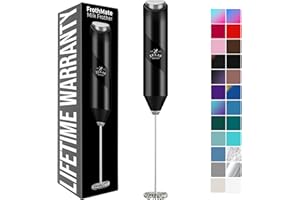 Zulay Kitchen Powerful Milk Frother Wand - Mini Handheld Stainless Steel - Battery Operated Drink Mixer for Coffee, Lattes, Cappuccino, Matcha - FrothMate Gift