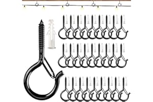 OSELEE Q-Hanger Screw Hooks Outdoor, Wall Mount Ceiling Hook, Safety Buckle Design, Used for Hanging Basket Planters, Wind Chimes, Key, String Lights, etc (30pack-Black)