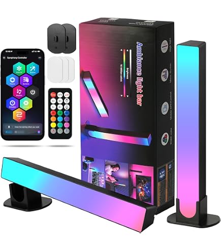 DENZED RGB Mood Light, RGB Light LED Light Strip Sound Control Pickup Rhythm Atmosphere Light Music Ambient Light Bar Lampada Luci A LED per La Decorazione della Stanza,Nero