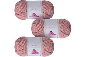 Utopia Crafts Cuddle Super Chunky Chenille Yarn Dusty Pink, 100g 60m Ball, Fluffy, Soft & Easy to Use, Perfect for Crochet & Knitting, Machine Washable, Beginner-Friendly Wool Alternative - Pack of 3