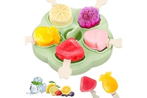 PITMT Stampi per Ghiaccioli, 5 Fori Formine per Ghiaccioli Silicone Senza BPA per Bambini e Neonati, Mini Ghiaccioli Stampo con Bastoncino e Coperchio, Riutilizzabili Fai Da Te Stampi per Gelati