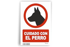 SERIBAS Señal Cuidado con el Perro Homologada, Cartel Señal Prohibido fabricado en Plástico PVC 0,7mm x 21 x 30 cm.