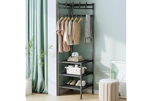 Klädställning, klädhängare med skoskåp, robust, metall, med skohållare, organisatör, enkel montering för åtkomst, hall, sovru
