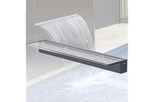 ‎LONGRUNNEW LONGRUNNEW Teich Wasserfallklingen Set, 90 cm Acryl Poolfontäne mit Zubehör, Breite 20 cm Auslauf Wasserspiel Wasserfallkaskade für Garten Patio Teichdekoration