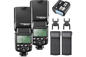 Godox 2-Pack TT600 Flash with X2T-N HSS 2.4G Wireless Master/Slaver Flash Speedlite & Receiver Godox X2T-N Remote Trigger Transmitter Kit Built-in X System Compatible for Nikon Cameras