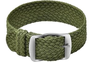 ULLCHRO Nylon Watch Strap Replacement Perlon Braided Woven Watch Band NATO Men Women - 14mm, 16mm, 18mm, 20mm, 22mm Watch Bracelet with Stainless Steel Silver Buckle
