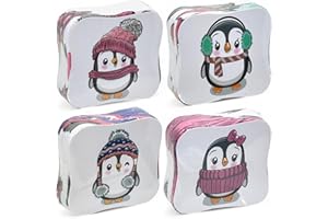 MIJOMA 4er Set Magische Waschlappen Magische Handtücher Zaubertuch Zauberhandtuch - Kinder Mitbringsel Mitgebsel Tombola - 100% Baumwolle, Entfaltet Sich in warmem Wasser (Pinguinfreunde)