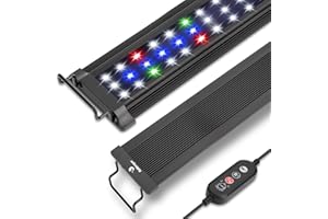 ‎FISHKEEPER Aquarium Beleuchtung, Aquarium LED Vollspektrum Beleuchtung, 10 Stufen der einstellbaren Helligkeit, 22W 24/7 Allwetter-Beleuchtungsmodus, mit einziehbarem Ständer für Aquarien Größen 45-60cm