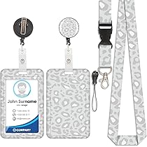 Portabadge Leopardato Viola Con Cordino Retrattile - Per Carte D'Identità E Badge - Foto 6