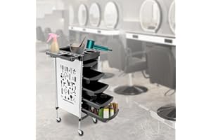 DSYOGX Carro de peluquería con ruedas, carrito de salón con 5 cajones, carrito de salón multifuncional, carrito de peluquería, carrito de trabajo estable y duradero para salones de belleza, peluquería