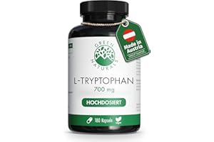 ‎GREEN NATURALS L-Tryptophan Kapseln – Hochdosiert: 700 mg aus natürlicher Fermentation (rein pflanzlich) – 100% Vegan & ohne Zusätze – 180 Kapseln (6 Monate) – Premiumqualität aus Österreich – Green Naturals®