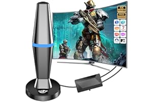 DGUPSP Antena de TV súper Potente, Antena HDTV Interior con Amplificador, recepción de Largo Alcance de más de 260 Millas Antena de Alta Ganancia, admite Canales Locales gratuitos 4K 1080P DTMB DVB-T2 DVB-T