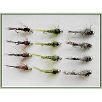 Produktbild von Goldhead Forellenfliegen – 12 Stück Set Fürs Fliegenfischen
