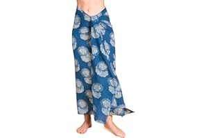 PANASIAM Sarong Indigo, Serviette de Plage, Paréo, Châle d’Été, Écharpe, Bleu Indigo, Nombreux Motifs, Super Qualité, Matériau Naturel très Doux
