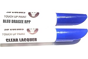 SD COLORS Kit de réparation de stylo de retouche de peinture Blue Dragee RPP - 12 ml - Pinceau pour rayures - Code couleur RPP - Bleu dragée (peinture + laque)