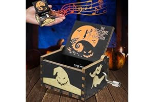 FFTANXS Nightmare Before Music box,Nightmare Before Christmas Hand Crank Music Box,Gothic Gifts Wooden Music Box Suitable for Halloween,Music Box Playing Melody THIS NIGHTMARE BEFORE CHRISTMAS
